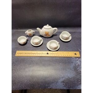 Mini Tea Set. Granny Core Vintage mini china TEDDY BEAR Tea set. Doll Tea Set